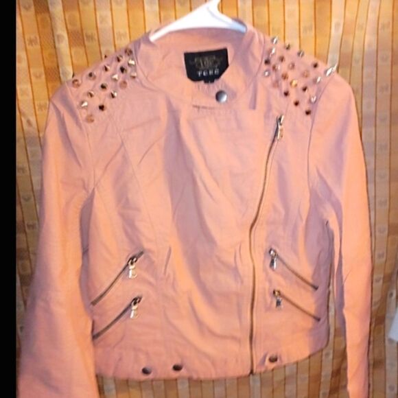 NWT TCEC Dusty rose studded moto jacket - Picture 1 of 9